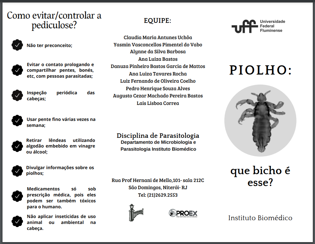 Capa Folder sobre Pediculose